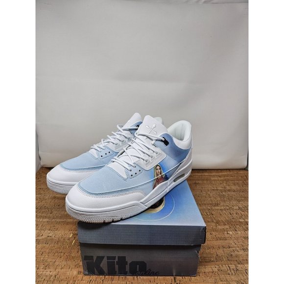 Kito Wares Shoes Mother Mary Tribus Men’s 11 Jordan 3 Blue‎ White Rare Casual - Picture 10 of 14